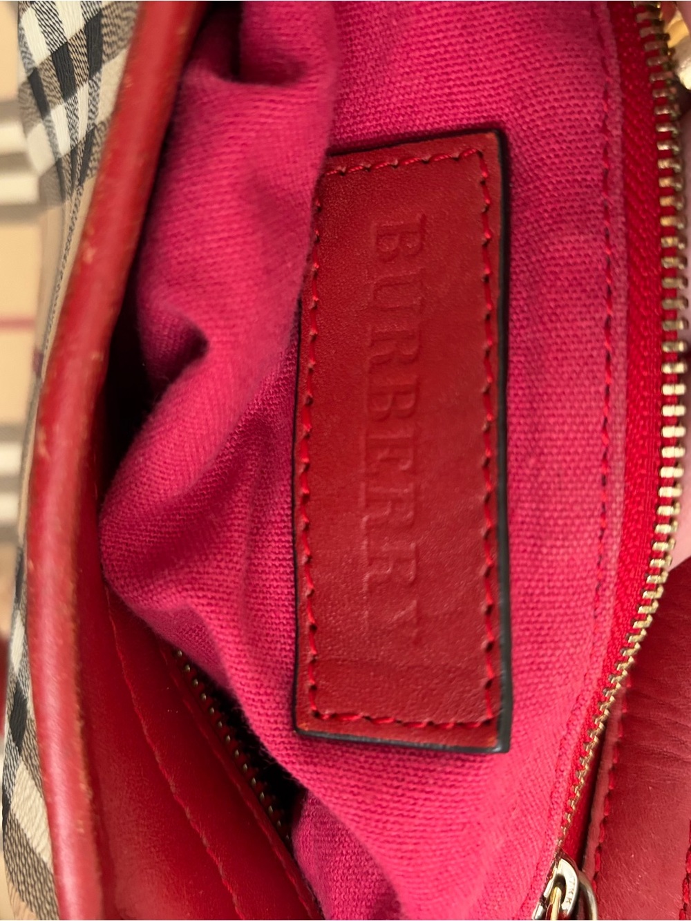 Burberry with Red Leather Trim crossbody - Picture 12 of 12